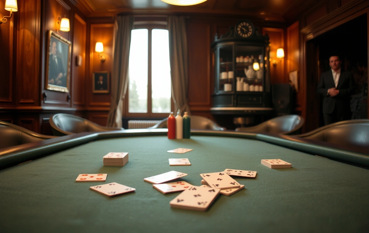 Table de poker dans un salon privé